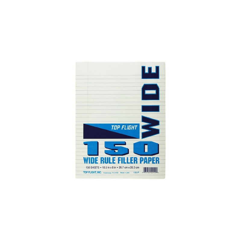 Top Flight Filler Paper, 10.5 x 8 Inches, Wide Rule, 150 Sheets (12119)