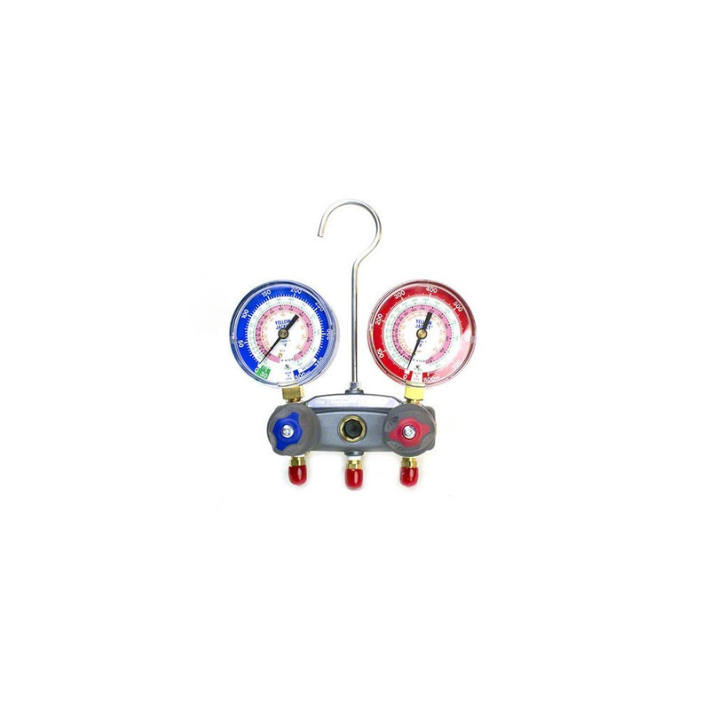 Yellow Jacket 49863 Manifold with Red/Blue Gauges, psi Scale, R-22/404A/410A Refrigerant