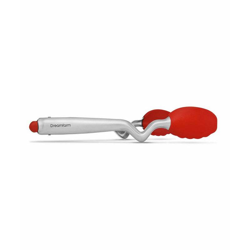 Dreamfarm Clongs 12-Inch - Click-Lock Sit Up Tongs with Silicone Heads (Red)