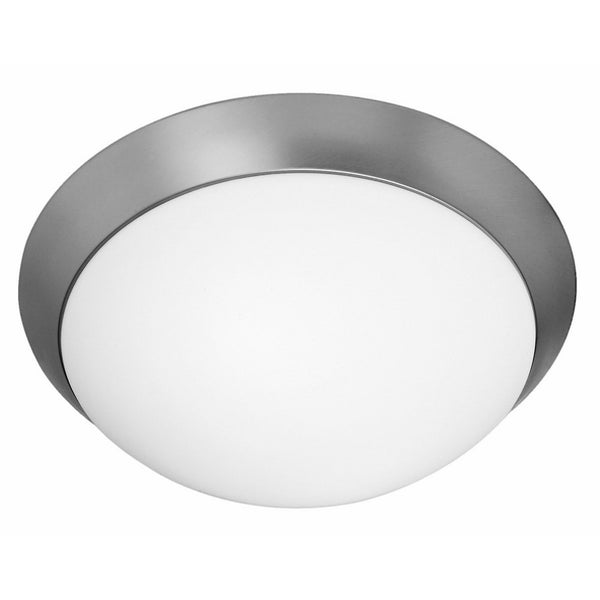 Cobalt - 1-Light 11" dia Flush Mount - Brushed Steel Finish - Opal Glass Shade