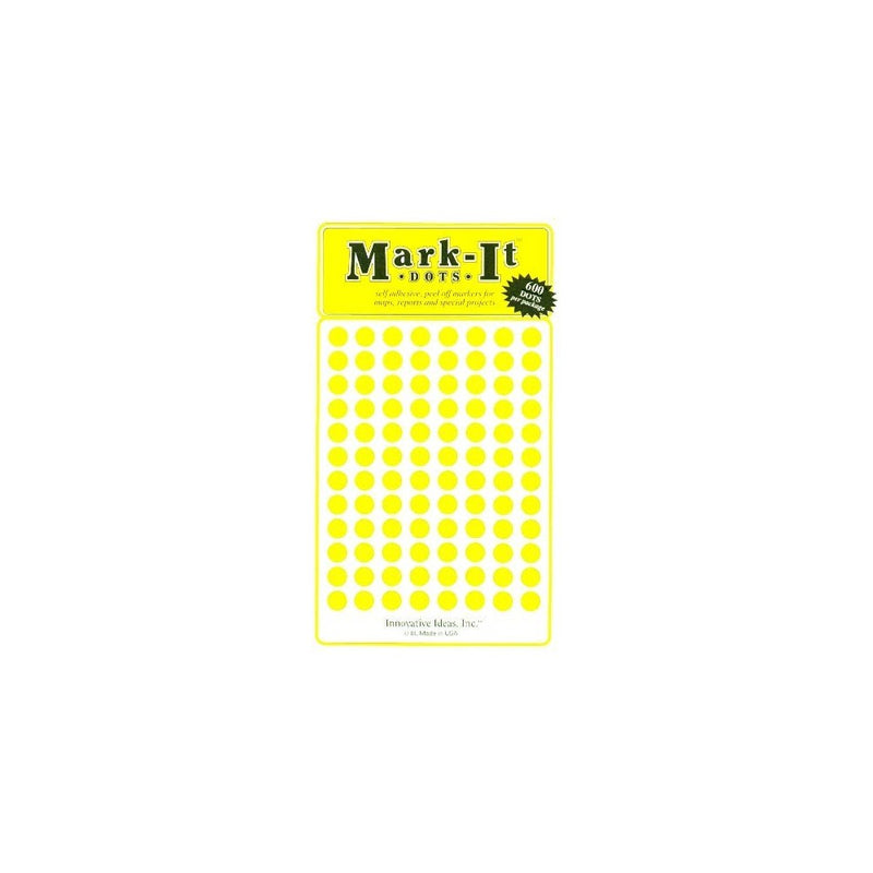 Medium 1/4" removable Mark-it brand dots for maps, reports or projects - yellow