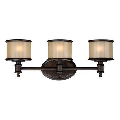 Vaxcel USA CRVLU003NB Carlisle 3 Light Bathroom Vanity Lighting Fixture in Bronze, Glass