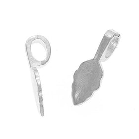 Aanraku Bails - 50 Medium Silver Plated. Single Oak Leaf Design. Glue on. Great for Making Dichroic, Glass & Wooden Tile Jewelry Pendants.