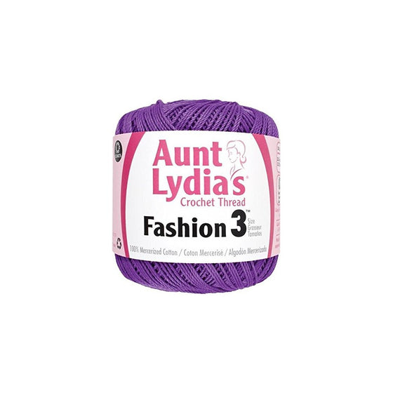 Coats Crochet Aunt Lydia's Fashion Crochet, Cotton Size 3, Purple
