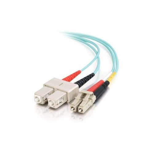 C2G/Cables to Go 11008 LC-SC 10GB 50/125 OM3 Duplex Multimode Fiber Optic Cable, TAA Compliant, Aqua (16.4 Feet, 5 Meters)