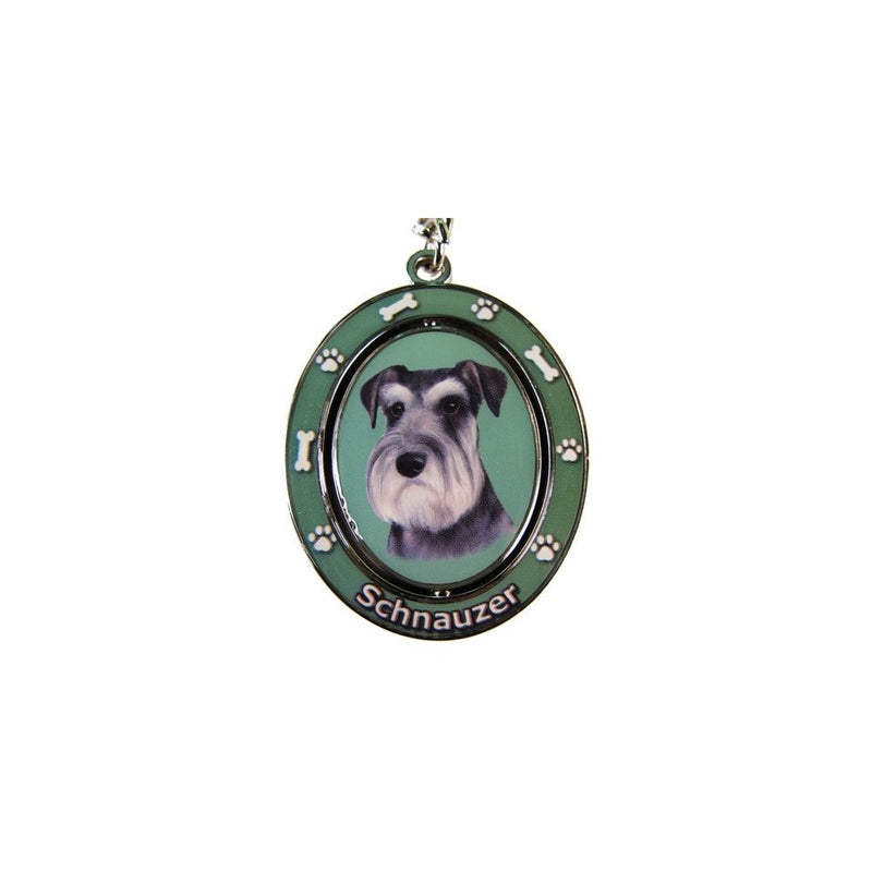 Schnauzer, Uncropped Key Chain "Spinning Pet Key Chains"Double Sided Spinning Center With Schnauzer, Uncroppeds Face Made Of Heavy Quality Metal Unique Stylish Schnauzer, Uncropped Gifts