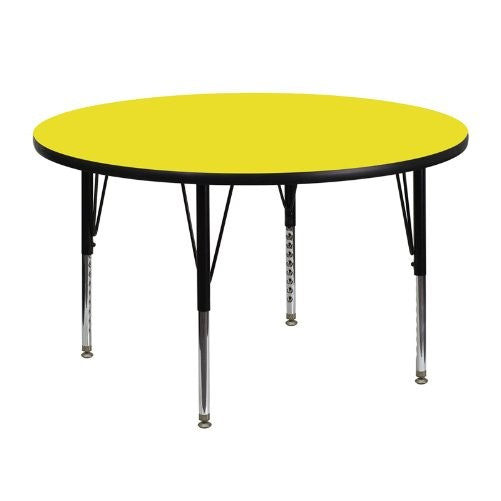 Flash Furniture 48'' Round Yellow HP Laminate Activity Table - Height Adjustable Short Legs