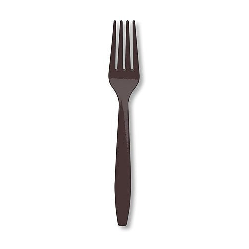 Amscan 8000.111 Premium Heavy Weight Plastic Forks, Chocolate Brown, One Size