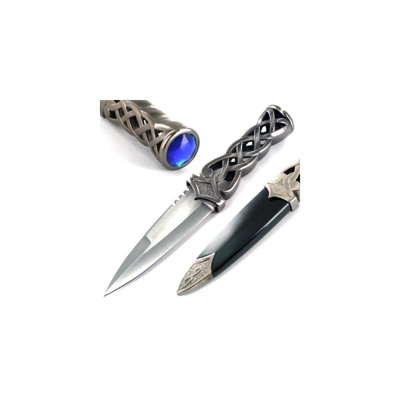 Ace Martial Arts Supply New Scottish Celtic Gaelic Twist Knot Blue Ruby Gemstone Wicca Dirk Dagger Knife, 9-Inch