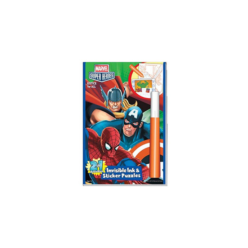 Marvel Heros: Justice for all 2in1 Invisible Ink and Sticker Puzzle Book