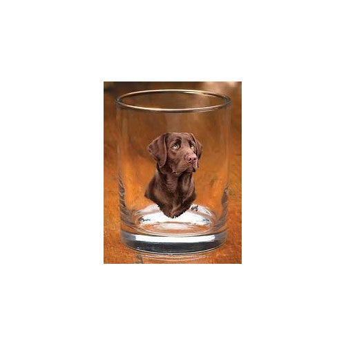 Chocolate Lab II Double Old Fashioned Glasses by Jim Killen