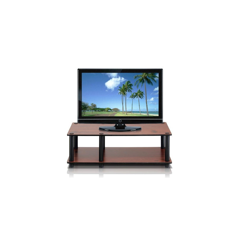 Furinno 11174DC(BK)/BK Just No Tools Dark Cherry Mid Television Stand with Black Tube