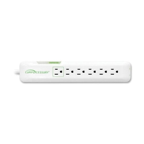 Compucessory 09852, Surge Protector, 6-Outlet, 1080 Joule, 6' Cord, White