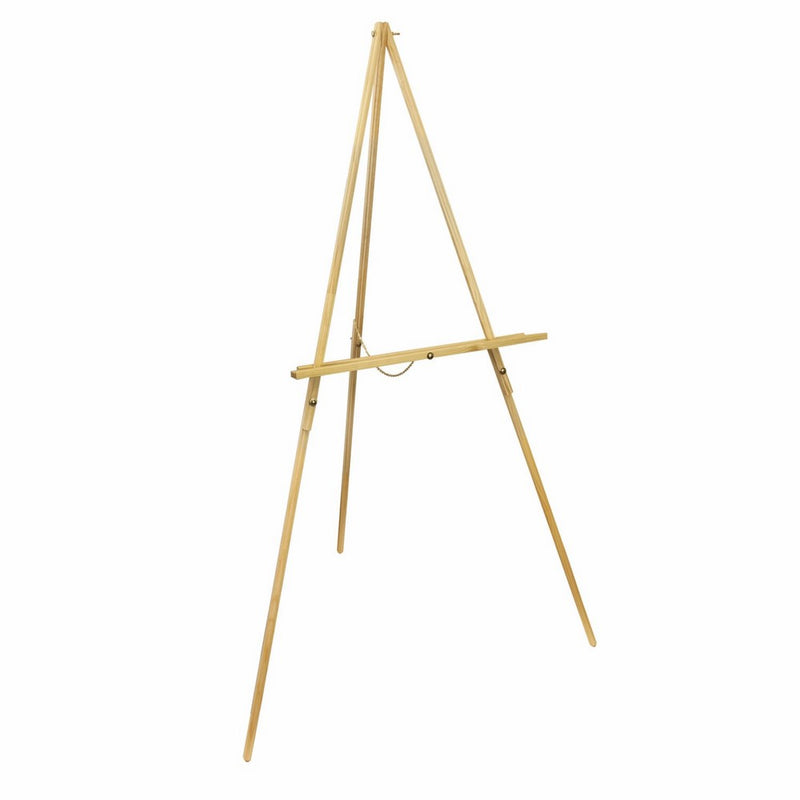 US Art Supply Torrey 64 inch High x 27-1/2 inch Wide Wooden Tripod Display Floor Easel & Artist Easel, Adjustable Tray Chain (1-Easel)