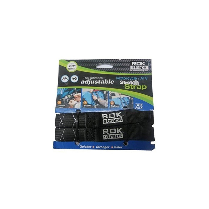ROK Straps ROK-10050 Black/Reflective 18" - 60" Motorcycle/ATV Adjustable Stretch Strap