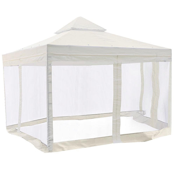 Yescom 10'x10' Gazebo Canopy Replacement 2 Tie UV30 200g/sqm Patio Cover Top w/ 78" Mosquito Net