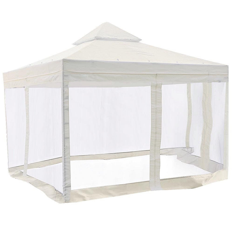 Yescom 10'x10' Gazebo Canopy Replacement 2 Tie UV30 200g/sqm Patio Cover Top w/ 78" Mosquito Net