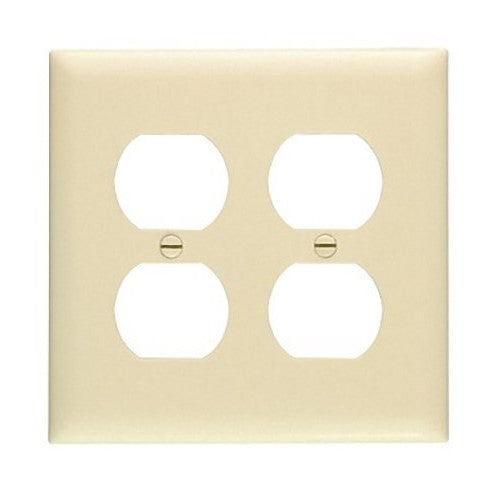 Pass & Seymour TP82-I Thermoplastic Nylon Standard Size 2-Gang Unbreakable Wallplate (2) Duplex Receptacle Ivory TradeMaster