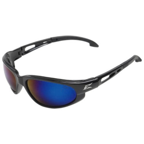 Edge Eyewear SW118 Dakura Safety Glasses, Black with Blue Mirror Lens