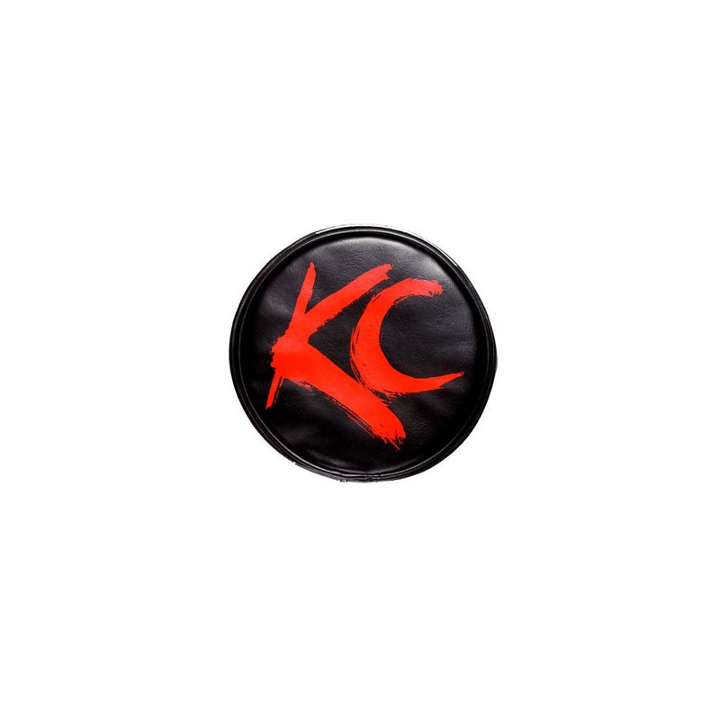 KC HiLiTES 5110 6" Round Black Vinyl Light Cover w/ Red KC Logo - Set of 2