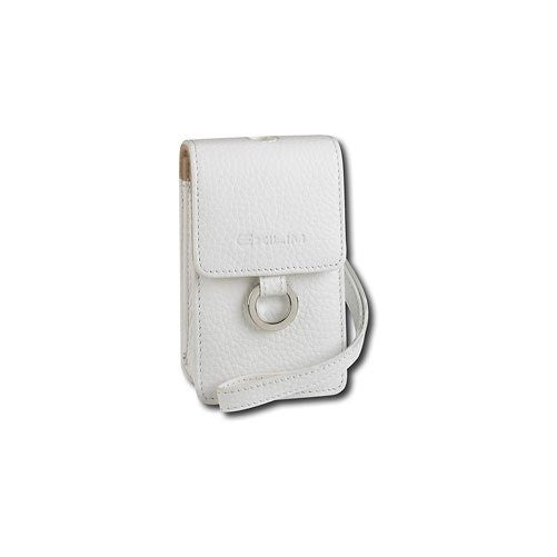 Casio Exilim EX-Case30WE Leather Pouch with Metal Ring Universal Camera Case for all Casio Cameras (White)