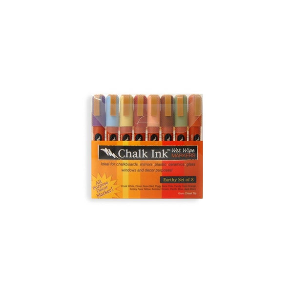 Chalk Ink 6mm Earthy Wet Wipe Markers, 8-Pack