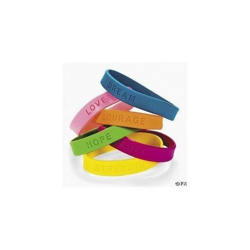 Rubber Inspirational Sayings Wristband Bracelets For Kids (2 dz)