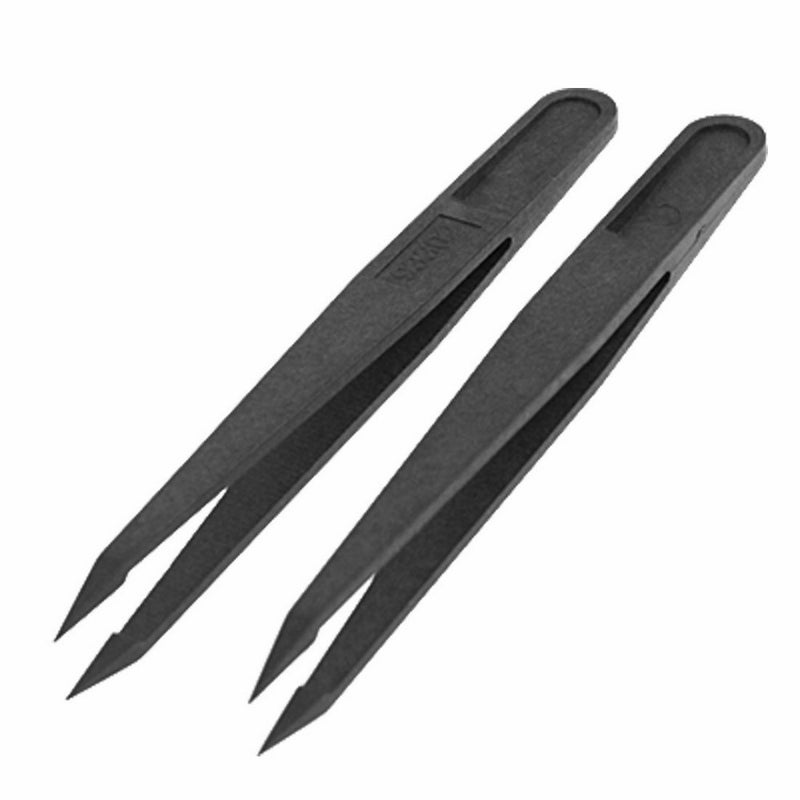 uxcell 2 x Antistatic Antimagnetic Watch Jewelry Plastic Tweezers