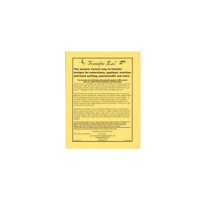 Transfer-Eze Transfer Paper (30pk) 8 1/2" x 11" Sheets for Easy, Fast, Do-It-Yourself Transfers for Embroidery, Applique, Punchneedle, Quilting and More.