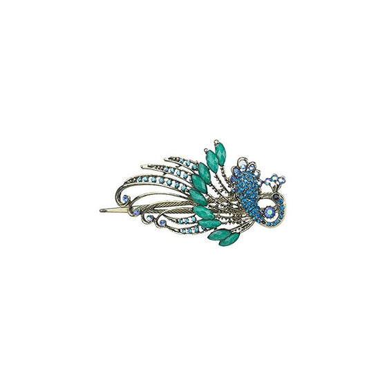 Lovely Vintage Jewelry Crystal Green Peacock Hair Clips - for hair clip Beauty Tools