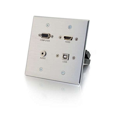 C2G/Cables to Go 39703 HDMI, VGA, 3.5MM and USB Pass Through Double Gang Wall Plate, Aluminum