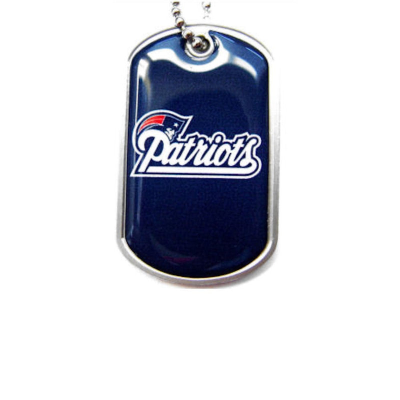 New England Patriots NFL Sports Fans Team Logo Pet Dog Tag ID Domed Necklace Neck Tag Charm Chain