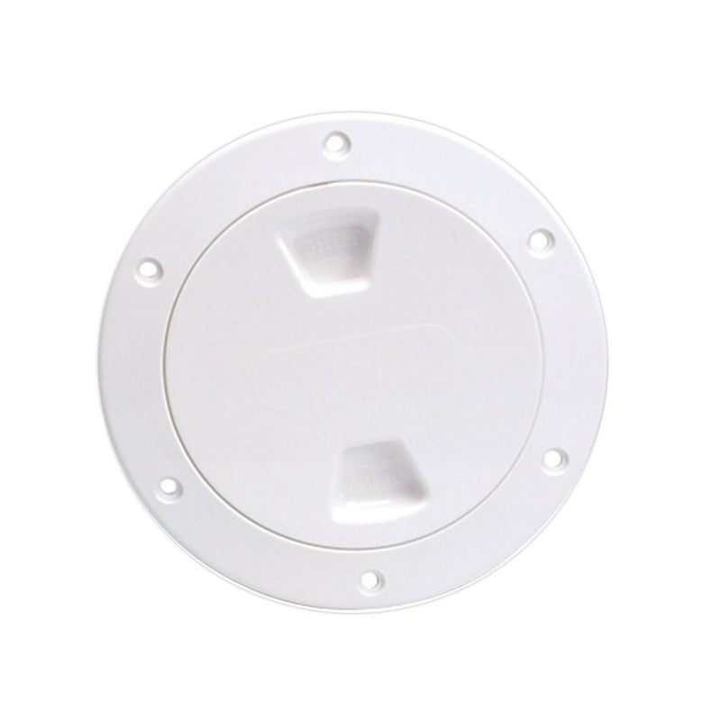 Beckson 4" Smooth Center Screw-Out Deck Plate-White