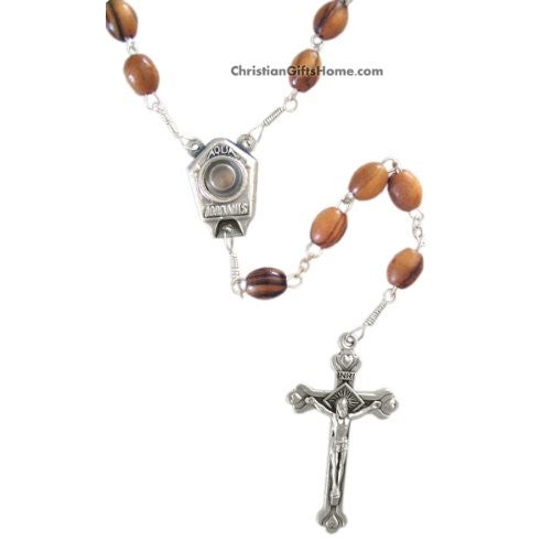 1 X Olive Wood Rosary with Jordan River Water - Made in Bethlehem - Holy Land