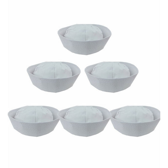 6 White Sailor Hats - fits kids and average adults