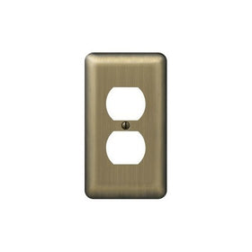 Amertac 154D 1 Duplex Round Corner Brushed Brass Steel Wallplate