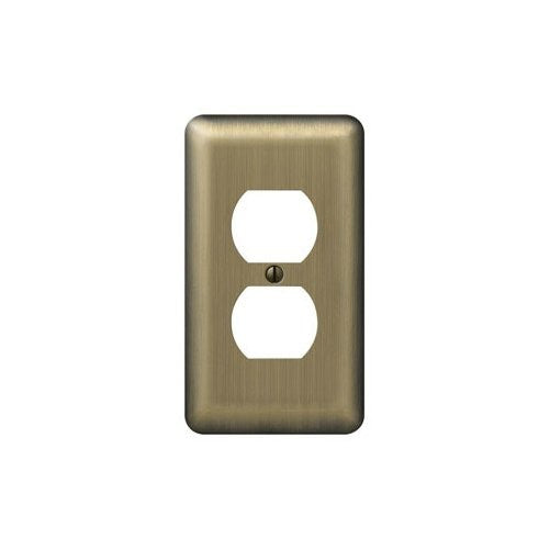 Amertac 154D 1 Duplex Round Corner Brushed Brass Steel Wallplate