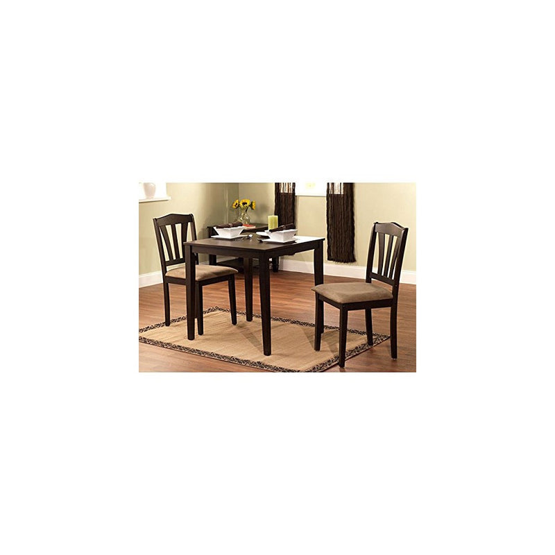 Harewood 3 Piece Dining Set, Constructed of Sturdy Rubber Wood with Microsuede Upholstered Seats