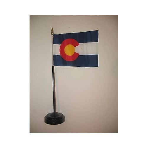 Colorado State Flag 4"x6" Desk Set Black Base