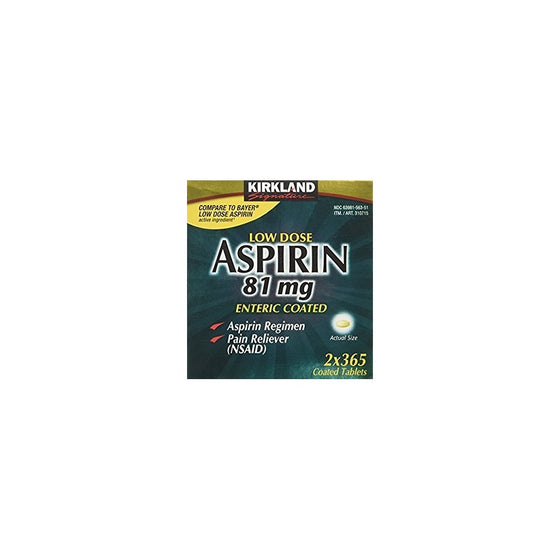 Kirkland Signature Low Dose Aspirin, 4 bottles - 365-Count Enteric Coated Tablets 81 mg each