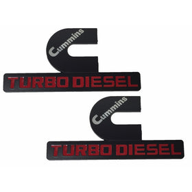 X2 Black Cummins 12V 24V 4BT 6BT Turbo Diesel Emblem Replaces OEM Mopar 68276962AA, 68276962AB Left OR Right Side