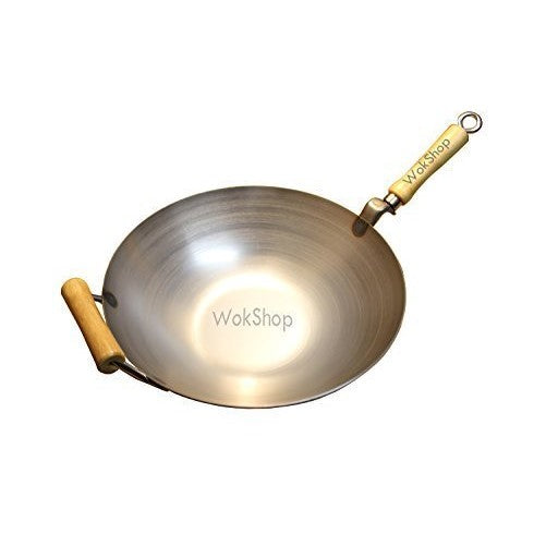 12 inch Carbon Steel Wok w/ Helper Handle (flat bottom) by Wok Shop