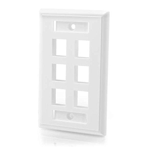 C2G/Cables to Go 03414 Six Port Keystone Single Gang Wall Plate, White