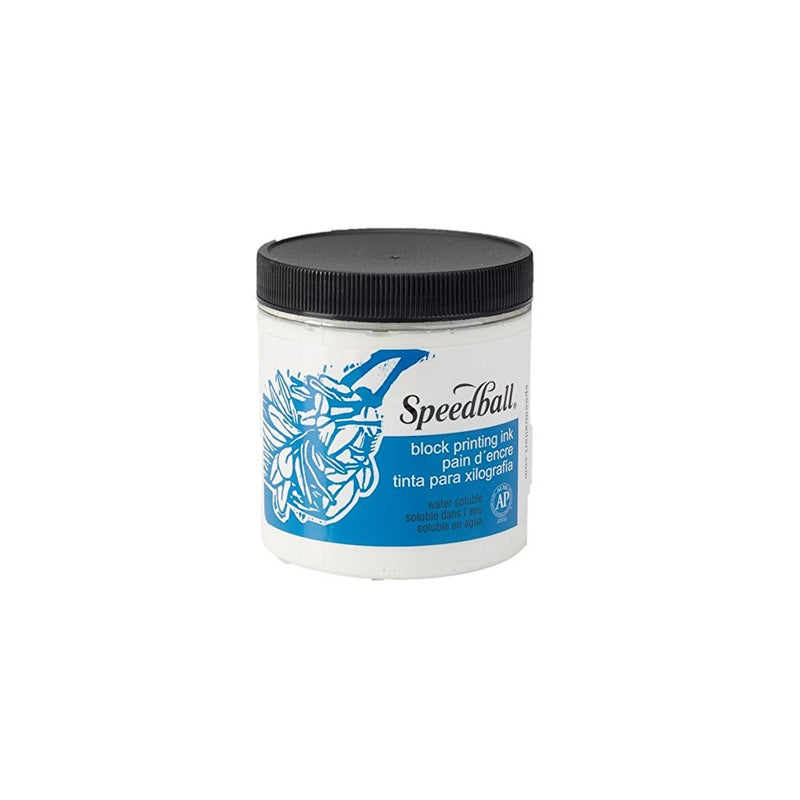 Speedball 3803 Water-Soluble Block Printing Ink – Bold Color With Satin Finish AP Certified Non-Toxic - 8 FL OZ, White