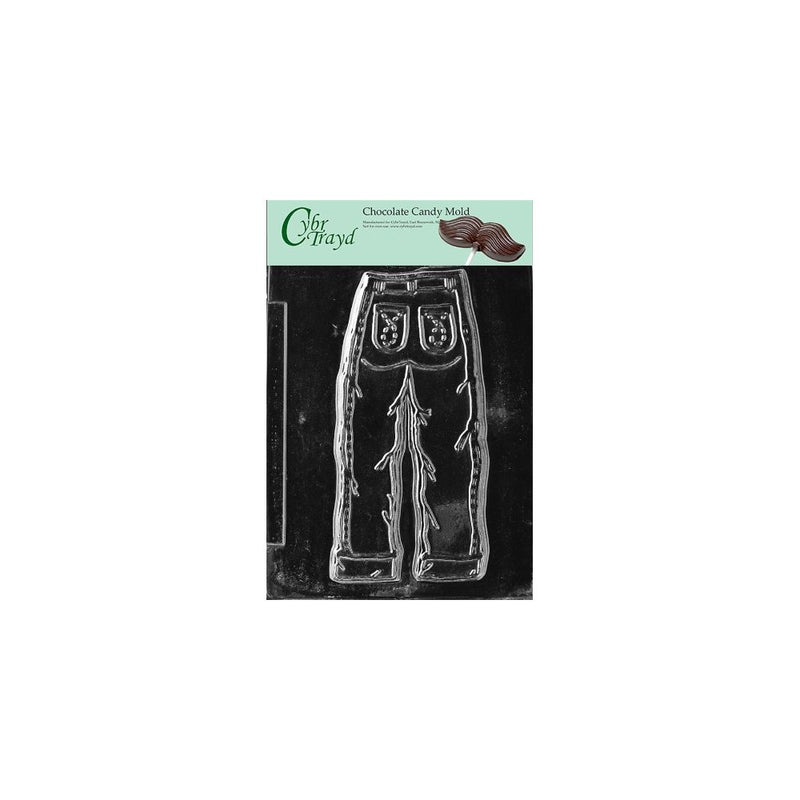 Cybrtrayd Life of the Party K019 Blue Jeans Denim Dungaree Chocolate Candy Mold in Sealed Protective Poly Bag Imprinted with Copyrighted Cybrtrayd Molding Instructions