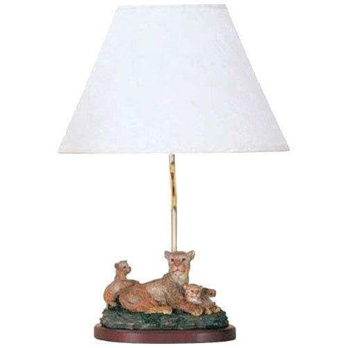 Cal Lighting BO-5700 Kids Novelty Lamp with White Fabric Shades, Lion in Brass Finish