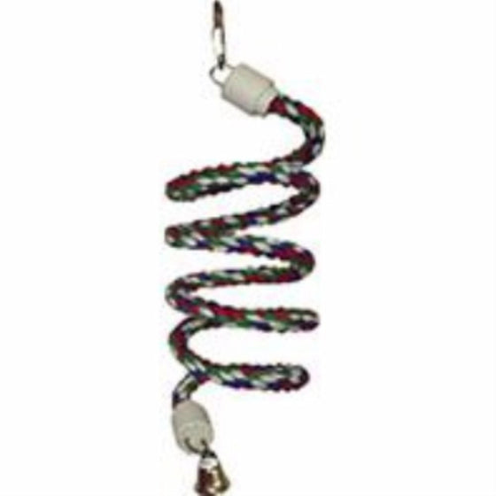 A&E CAGE COMPANY HB551 Happy beaks Cotton Rope Boing with Bell Bird Toy, 5 by 52", Multicolor