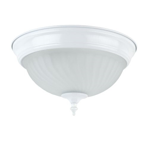 Globe Electric 6261201 1 Light 11 inch Flush Mount Ceiling Light Fixture, White Finish with Frosted Swirl Glass Shade