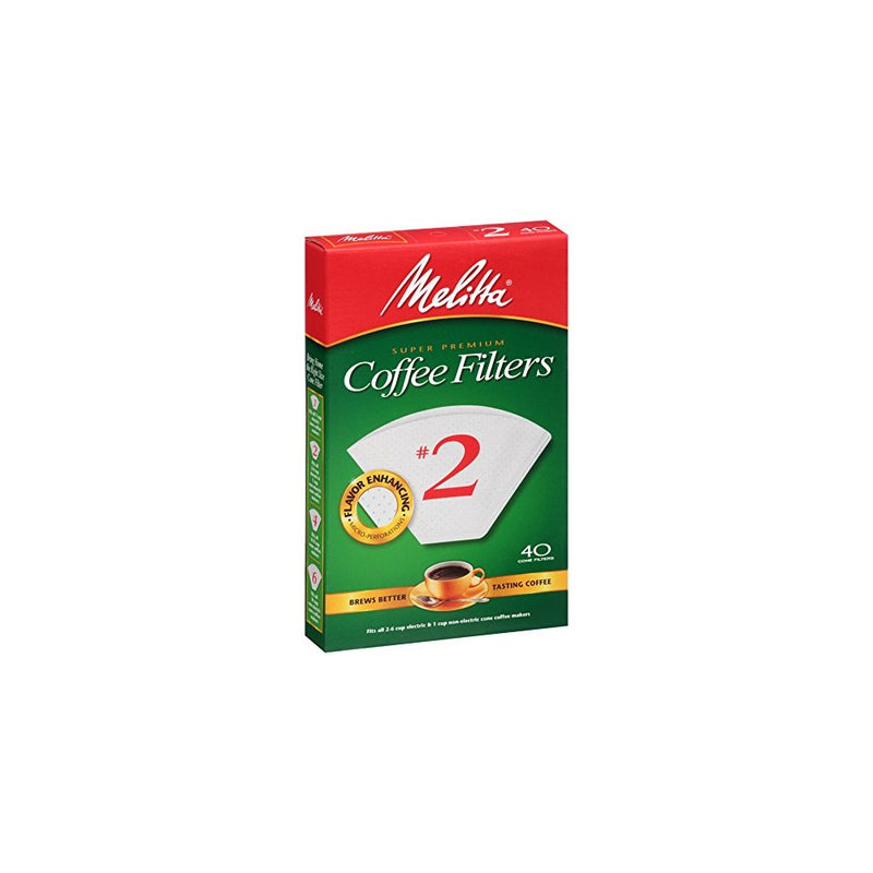 Melitta Cone Coffee Filters, White, No. 2, 40-Count Filters (Pack of 12)