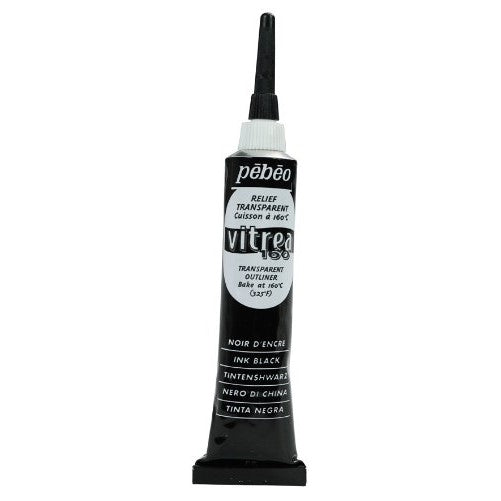 Pebeo Vitrea 160, Glass Paint Outliner, 20 ml Tube - Ink Black